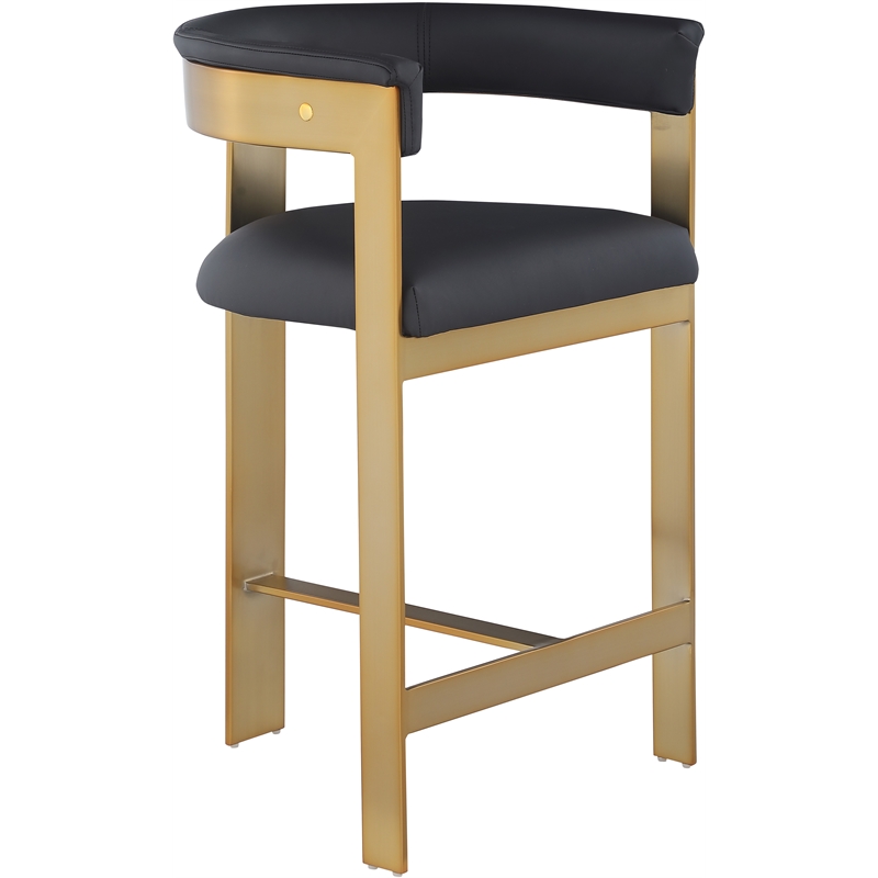Pemberly Row Modern Black Vegan Leather Counter Stool (Set of 2)