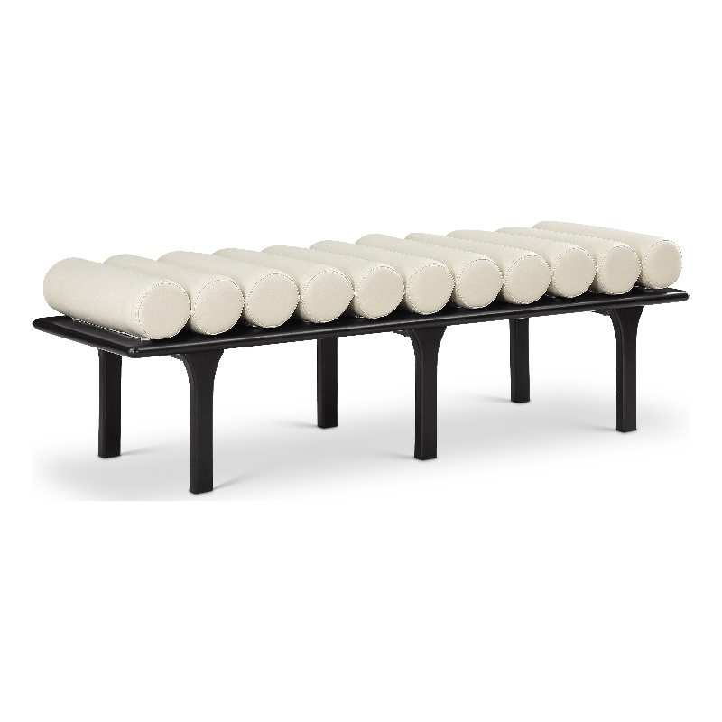 Pemberley Row Vegan Leather Cream Bench Rectangular Art Deco 60.5