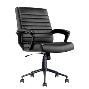 Pemberly Row Ergonomic Mid Back Desk Chair Bonded Leather Black