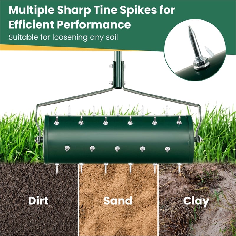 Pemberly Row 21 inch Manual Lawn Aerator Heavy Duty Grass Tool Green