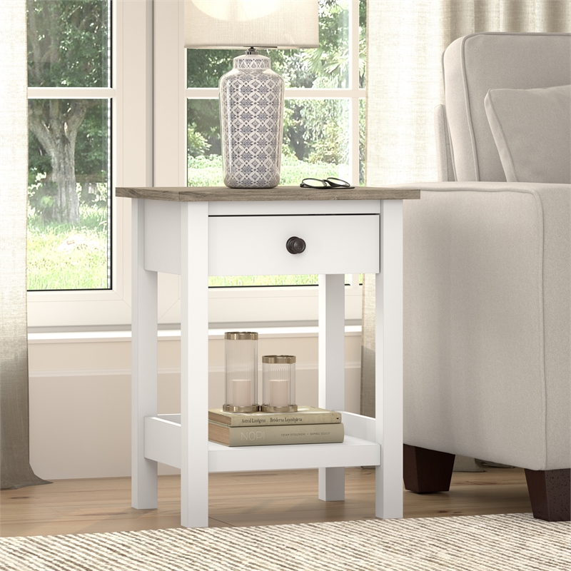 Pemberly Row Farmhouse Living Room End Table - Engineered Wood