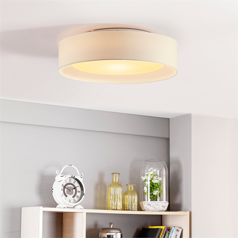 Pemberly Row 15.75in. 3 Light Flush Mount Ceiling Fixture in Beige