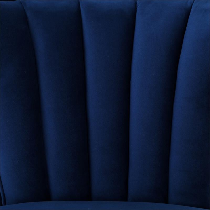 Pemberly Row Tufted Velvet Wingback Accent Chair in Navy Blue