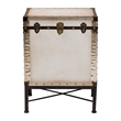 Pemberly Row Modern Vintage White Canvas Lift-Top Trunk End Table