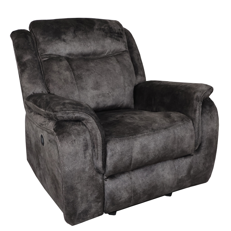 Pemberly Row Park City Polyester Fabric Power Glider Recliner in Slate