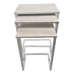 Pemberly Row Modern / Contemporary Nesting Table Set in Whitewash