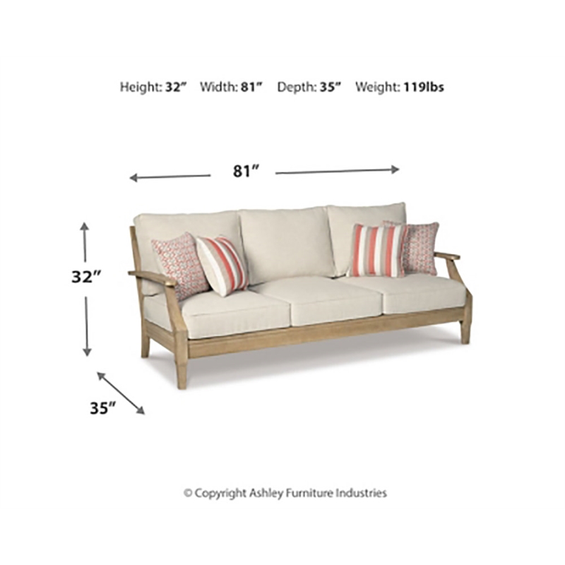 Pemberly Row Set of 3 Patio Sofa and Loveseat and Arm Chair in Beige