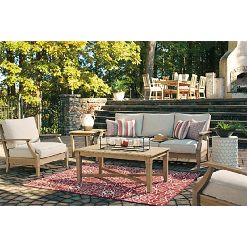 Pemberly Row Set of 2 Patio Sofa and Loveseat in Beige