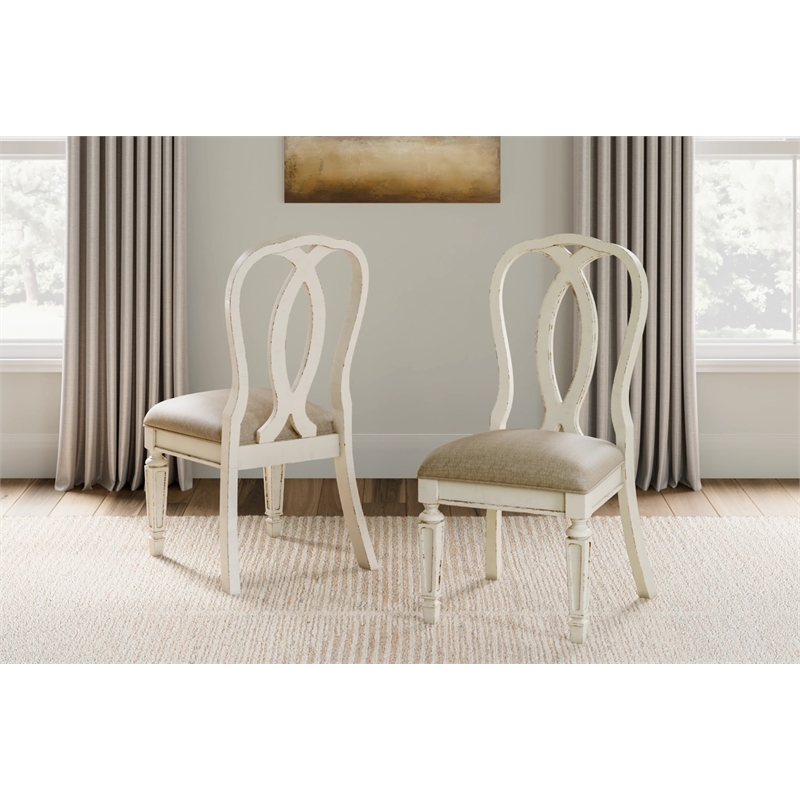 Pemberly Row Set of 9 Extendable Dining Table and Side Chair in Chipped White