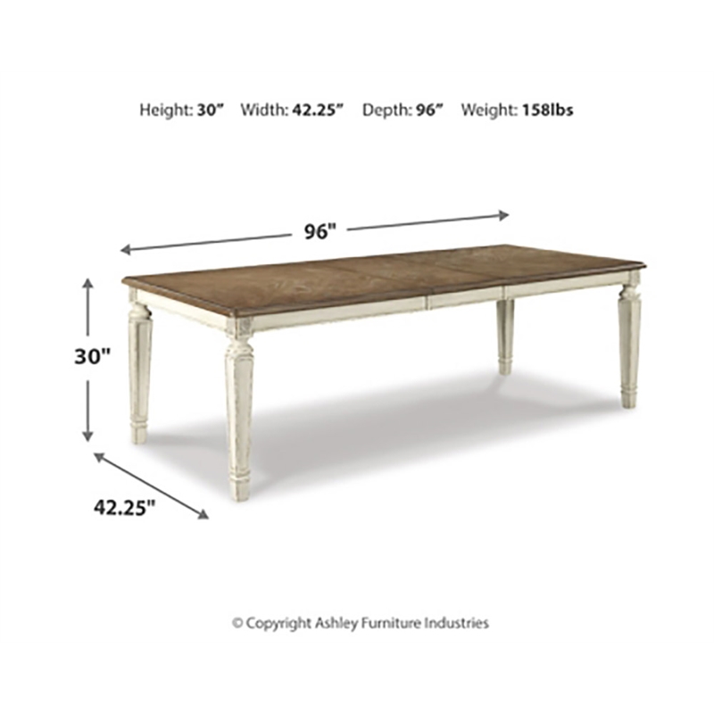 Pemberly Row Set of 9 Extendable Dining Table and Side Chair in Chipped White