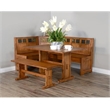 Pemberly Row 4-pieces Corner Dining Set/Breakfast Nook in Oak with Storage Space