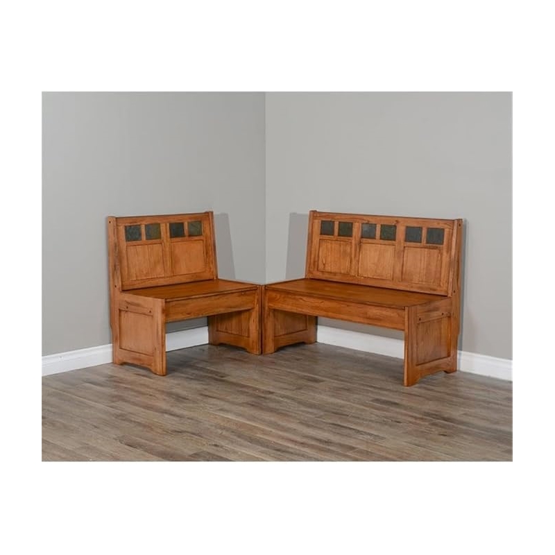 Pemberly Row 4-pieces Corner Dining Set/Breakfast Nook in Oak with Storage Space