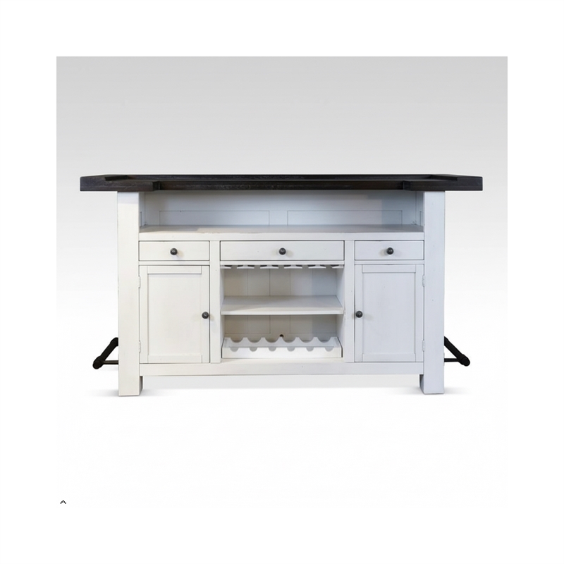 Pemberly Row Wood Home Bar with 2 Shelves and 3 Drawers in Espresso