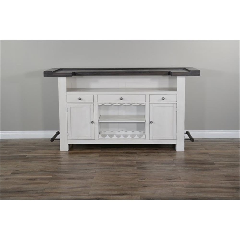 Pemberly Row Wood Home Bar with 2 Shelves and 3 Drawers in Espresso