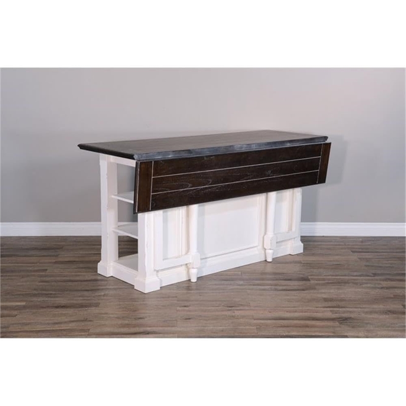 Pemberly Row Wood Kitchen Island in Espresso with Adjustable Shelves