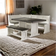 Pemberly Row 4PCs Corner Dining Set/Breakfast Nook in Brown with Storage Space