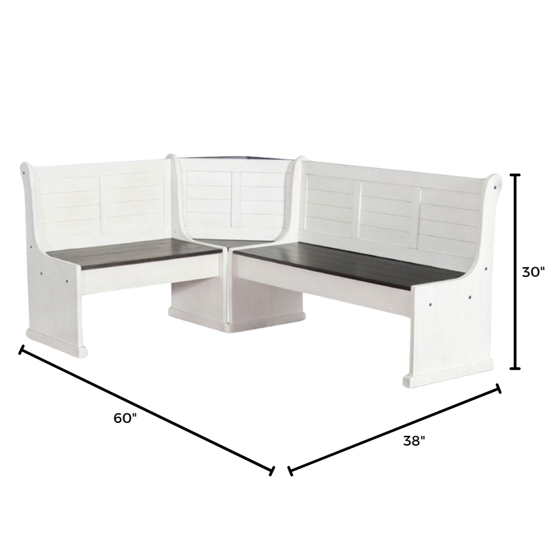 Pemberly Row 4PCs Corner Dining Set/Breakfast Nook in Brown with Storage Space