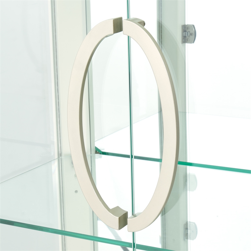 Pemberly Row Transitional 2-Drawers Display Cabinet - Creamy Pearl