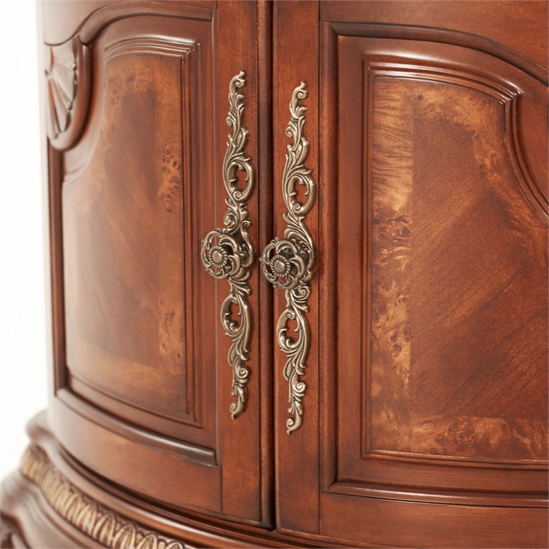 Pemberley Row Wood Honey Walnut Bedside Chest Rectangular Marble Top 34.75