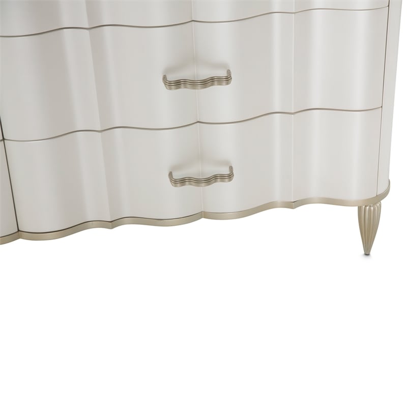 Pemberly Row Transitional Dresser with Mirror - Creamy Pearl