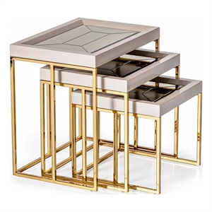 Pemberly Row Transitional Nesting Tables - Set of 3 - Shimmering Ivory
