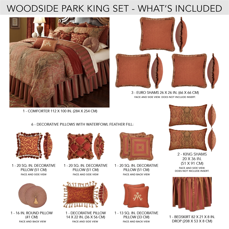 Pemberly Row Traditional 13-piece Fabric King Comforter Set in Spice Red