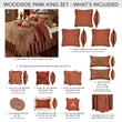 Pemberly Row Traditional 13-piece Fabric King Comforter Set in Spice Red