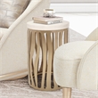 Pemberly Row Contemporary Round End Table with Marble Top - Chardonnay Gold