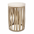 Pemberly Row Contemporary Round End Table with Marble Top - Chardonnay Gold