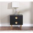 Pemberly Row Set of 3 Tufted Velvet King Bed in Pink and 2 Nightstands in Black