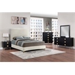 Pemberly Row Set of 4 Velvet King Bed in Pink & Dresser & 2 Nightstands in Black