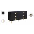 Pemberly Row Set of 4 Velvet King Bed in Pink & Dresser & 2 Nightstands in Black