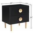 Pemberly Row Set of 4 Velvet King Bed in Pink & Dresser & 2 Nightstands in Black