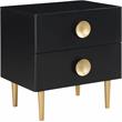 Pemberly Row Set of 4 Velvet King Bed in Pink & Dresser & 2 Nightstands in Black