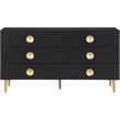 Pemberly Row Set of 4 Velvet King Bed in Pink & Dresser & 2 Nightstands in Black