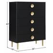 Pemberly Row Set of 4 Twin Bed in Gray & Dresser & Chest & Nightstand in Black