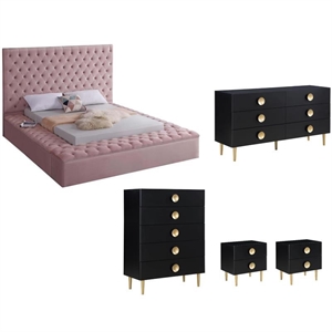 Pemberly Row Set of 5 King Bed & Dresser & Chest & 2 Nightstands