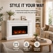 Pemberley Row MDF White Fireplace Mantel Rectangular Realistic Flame 64