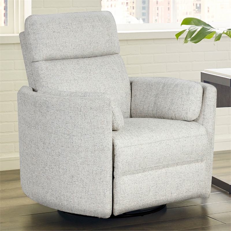 Pemberly Row Fabric Power Swivel Glider Recliner in Fossil Finish