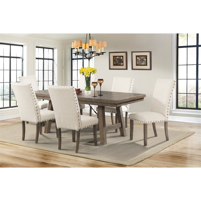 Pemberly Row Contemporary / Modern Dining Table in Smokey Walnut