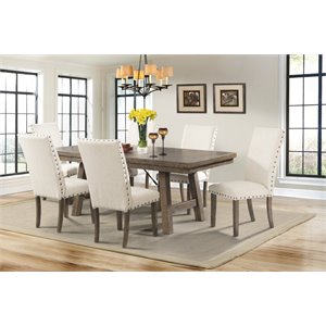Pemberly Row Contemporary / Modern Dining Table in Smokey Walnut