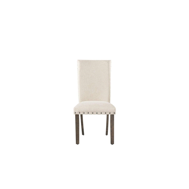 Pemberly Row Contemporary 7 Piece Dining Set in Walnut and Cream