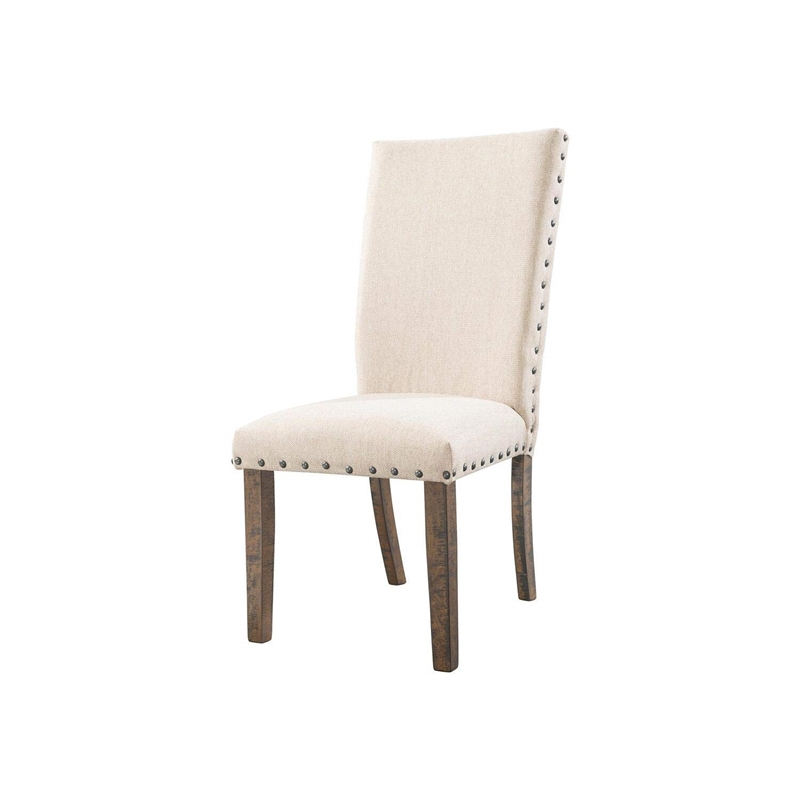 Pemberly Row Contemporary 7 Piece Dining Set in Walnut and Cream