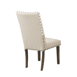 Pemberley Row Upholstered Cream Dining Side Chair Rectangular Nail Head Trim 40&quot Unassembled