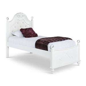 Pemberley Row Faux Leather White Headboard Tufted Twin Bed 56&quot x 42&quot x 83&quot