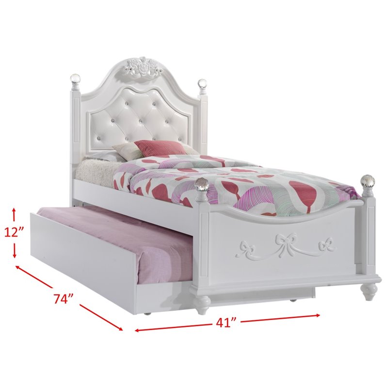 Pemberly Row Contemporary 4 Piece Twin Platform Bedroom Set in White