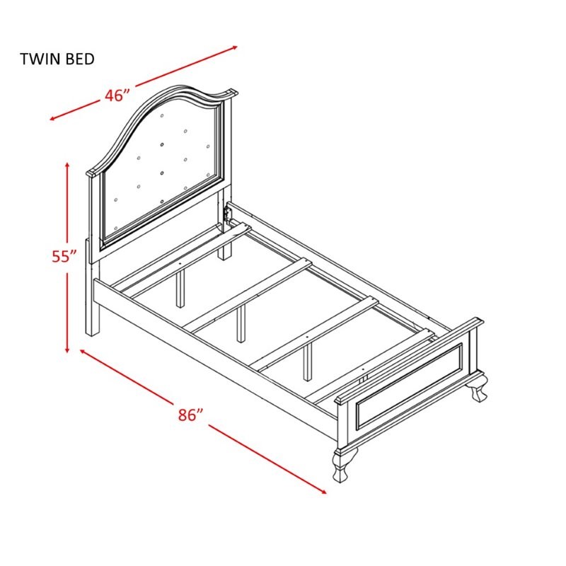 Pemberly Row Contemporary Engineered Wood 6PC Twin Bedroom Set in White