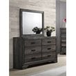 Pemberly Row Contemporary Solid Wood 6 Drawer Dresser and Mirror Set