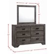 Pemberly Row Contemporary Solid Wood 6 Drawer Dresser and Mirror Set