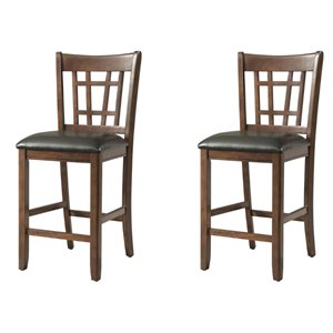 Pemberly Row Transitional 24&quot Counter Stool in Cherry (Set of 2)